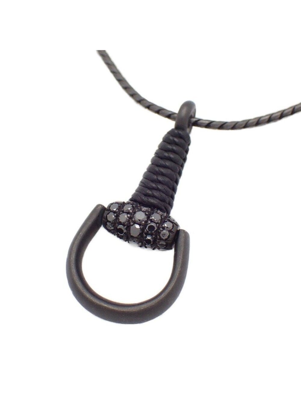 Gucci Horsebit Necklace 925 Sterling Silver Black Diamond